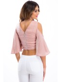 Powder pink shiny blouse 21406 - Online store - Boutique